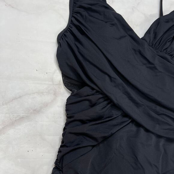 Contours Coco Reef Black Mesh One Piece Swimsuit Size 12 36 C/D Underwire New - Picture 4 of 9